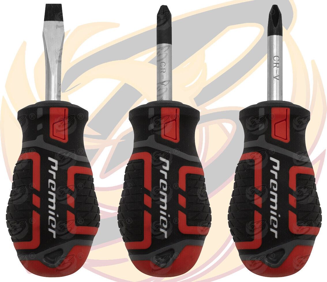 Sealey 3 Piece Stubby Magnetic Screwdrivers ( Slotted - PHillips - Pozidrive ) ( AK4328 )