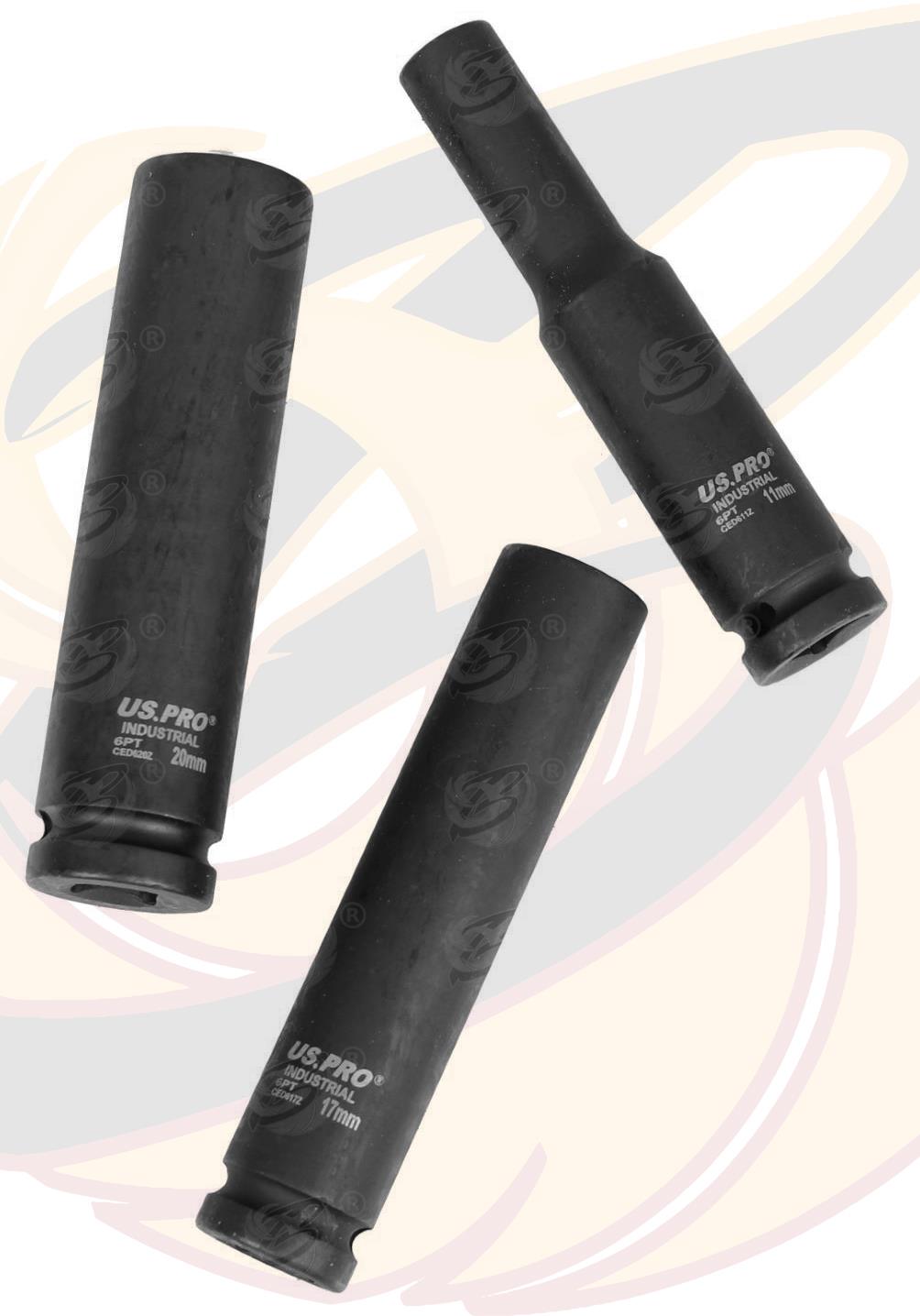 US PRO INDUSTRIAL 13PCS 1/2" DRIVE 6 POINT EXTRA DEEP IMPACT SOCKET SET 10MM - 24MM