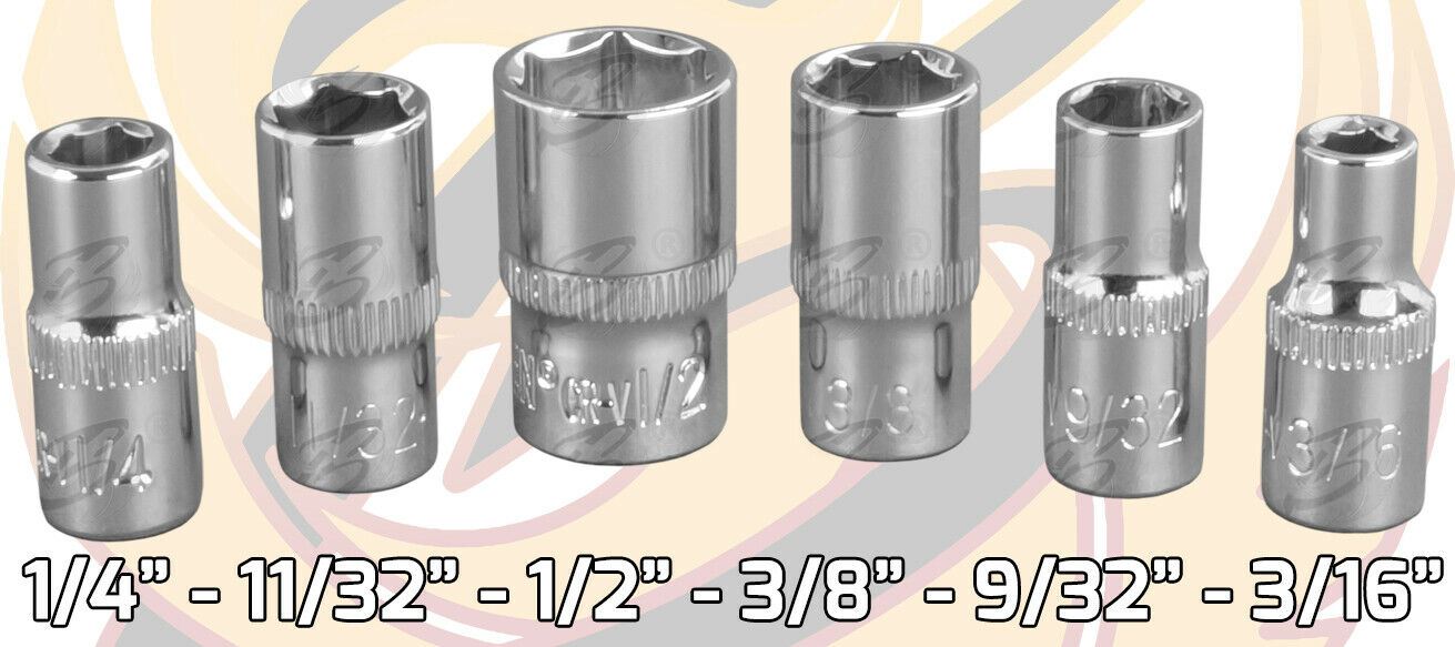 BERGEN 42PC 1/4" DRIVE METRIC & AF SOCKET SET