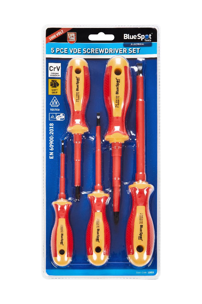 BlueSpot 5 Piece VDE Screwdriver Set With A Manufacturers LifeTime Guarantee 12053