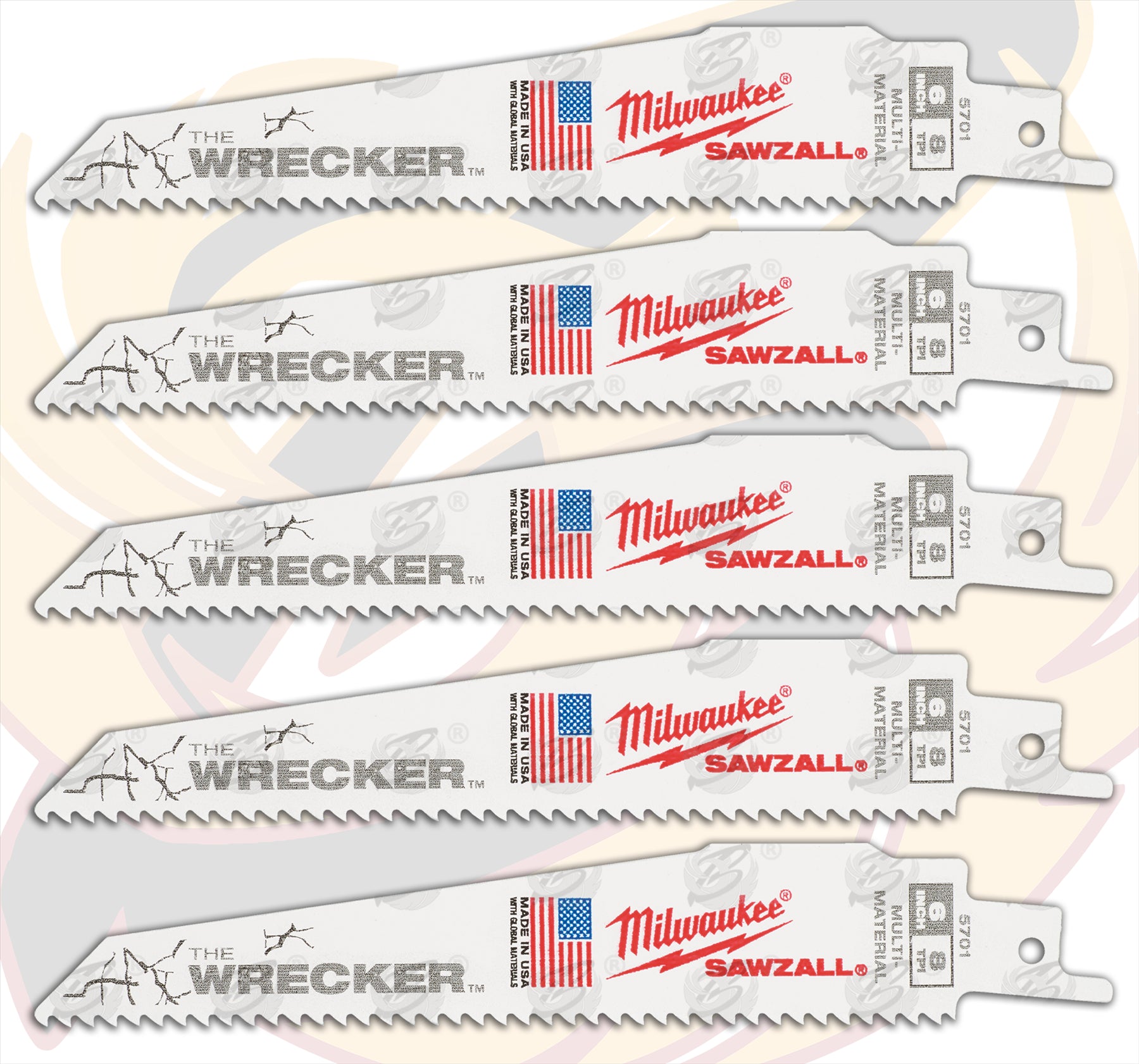 MILWAUKEE SAWZALL RECIPROCATING SAW BLADE 150mm x 8TPI MULTI MATERIAL SAW BLADES ( THE WRECKER ) ( x 5 )
