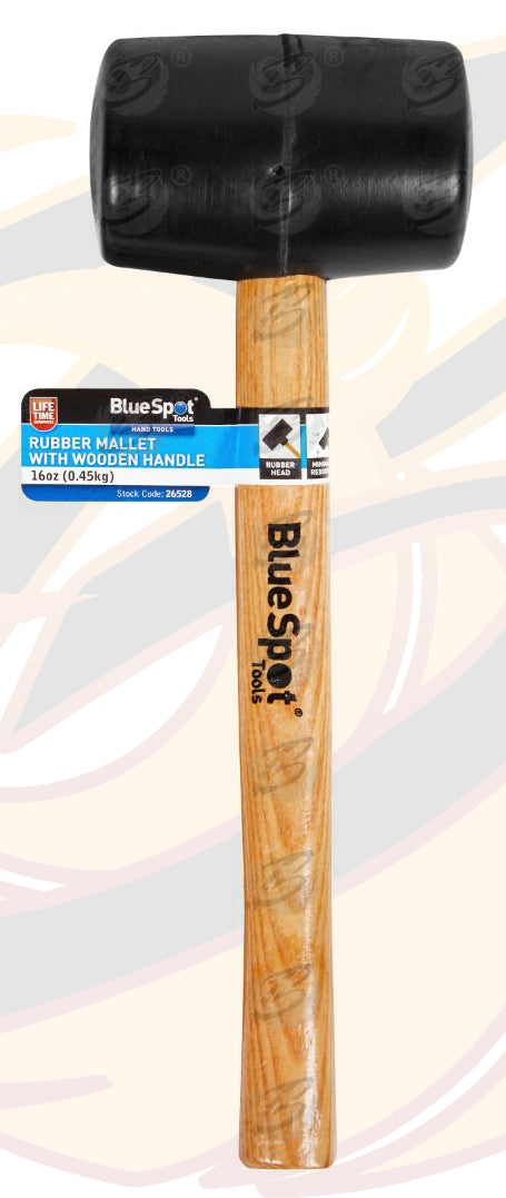 BLUESPOT 16OZ RUBBER HAMMER / MALLET WITH WOODEN HANDLE 6