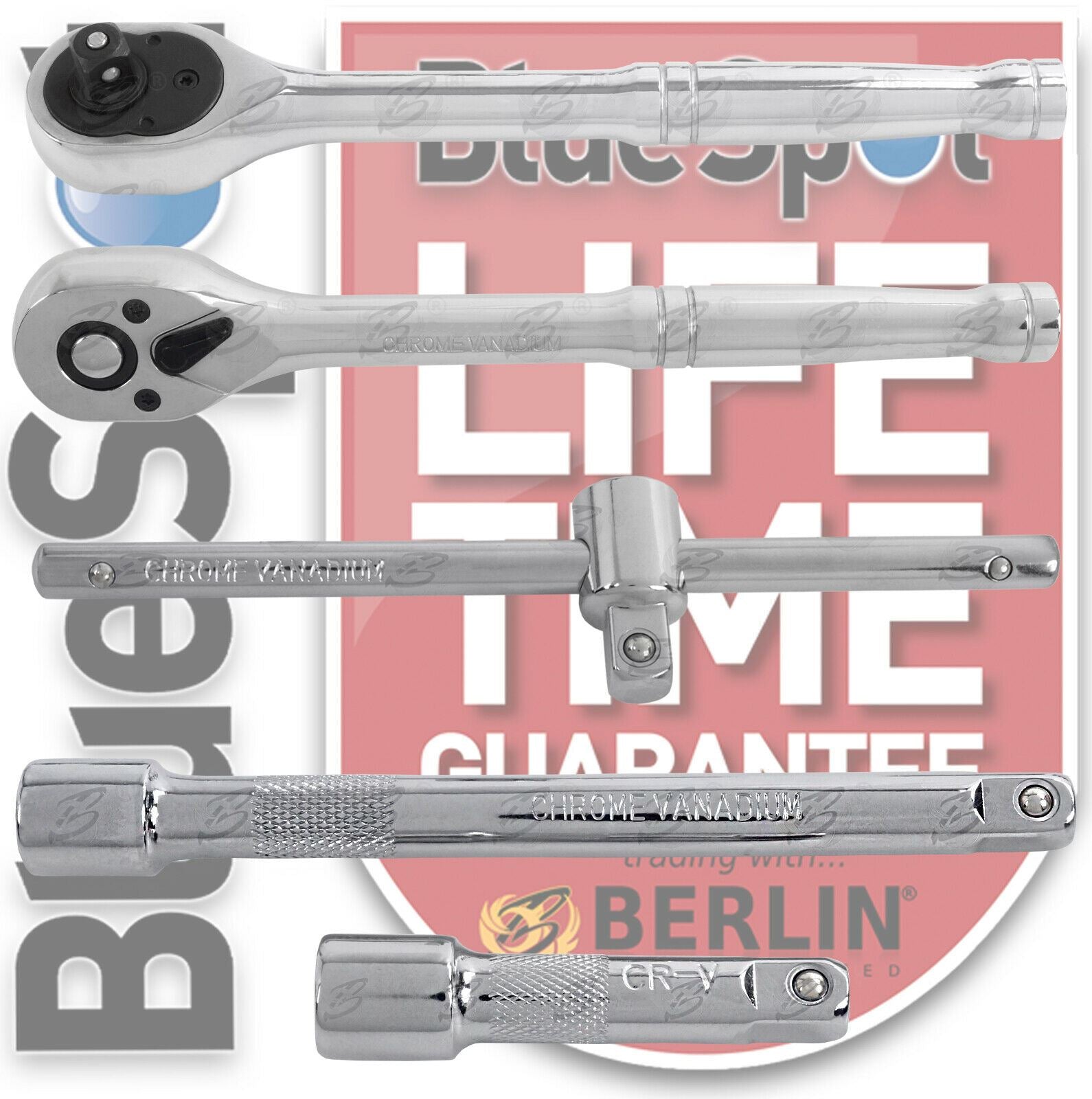 BLUESPOT 28PCS 3/8" DRIVE 6 POINT SOCKET SET 8MM - 24MM