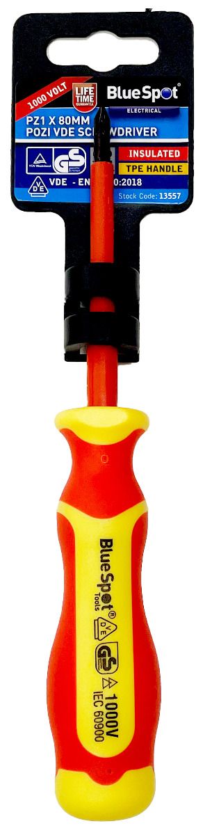 BlueSpot PZ1 x 80mm VDE Screwdriver With A Manufacturers LifeTime Guarantee 13557