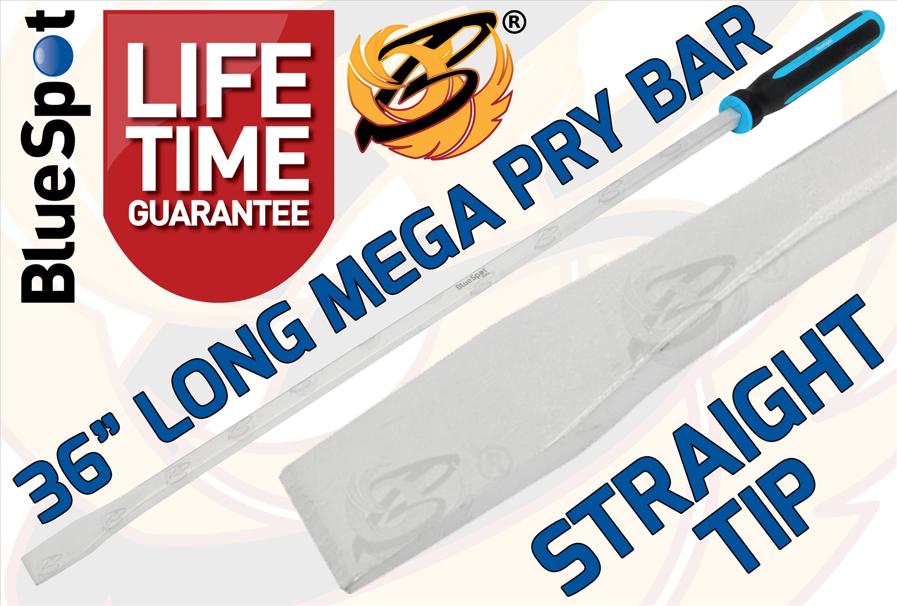 BLUESPOT 36" EXTRA LONG STRAIGHT & ANGLED GO - THROUGH PRY BAR
