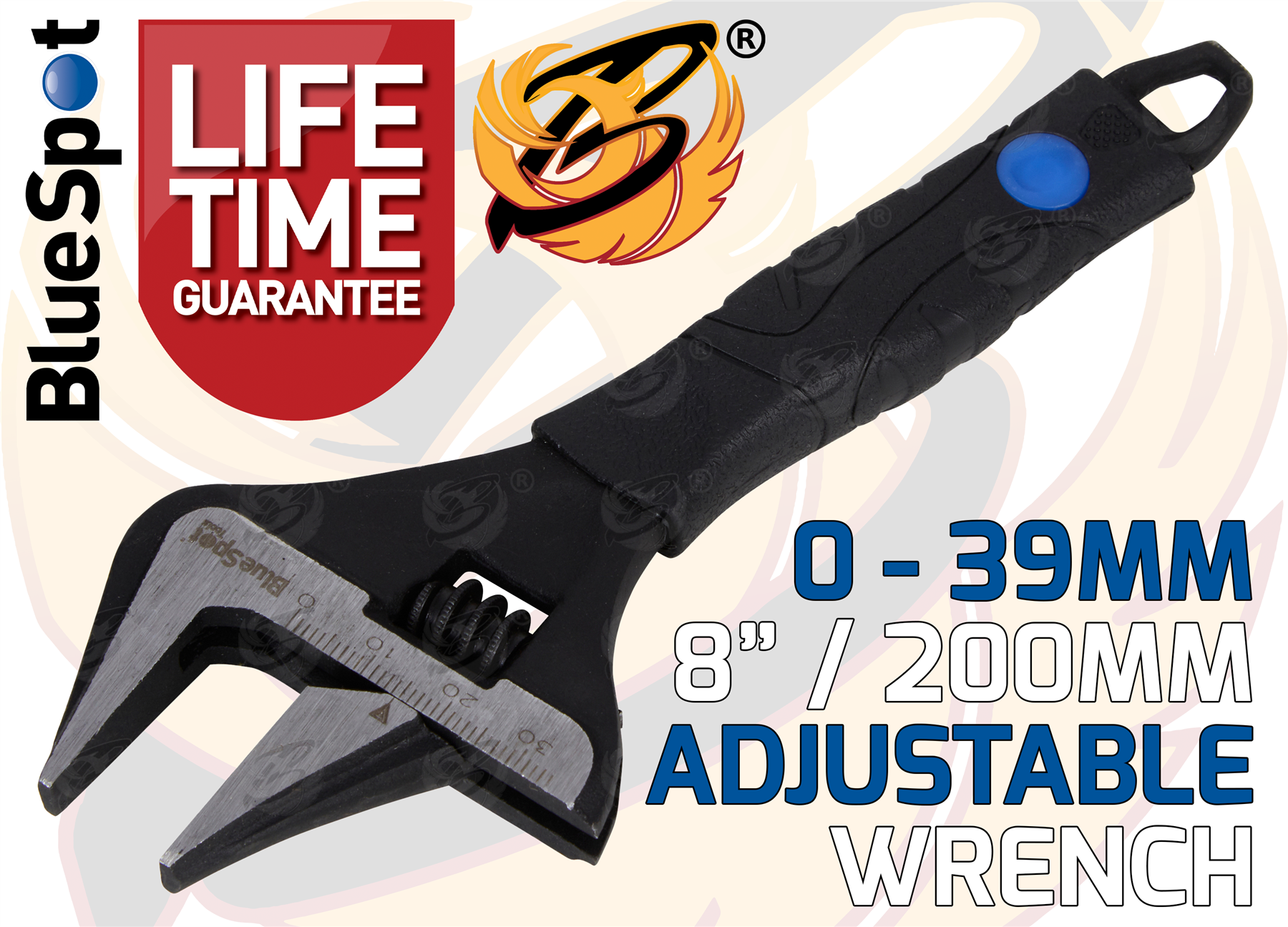 BlueSpot 8" Wide Jaw Adjustable Wrench ( 0 - 39mm ) ( 06111 )