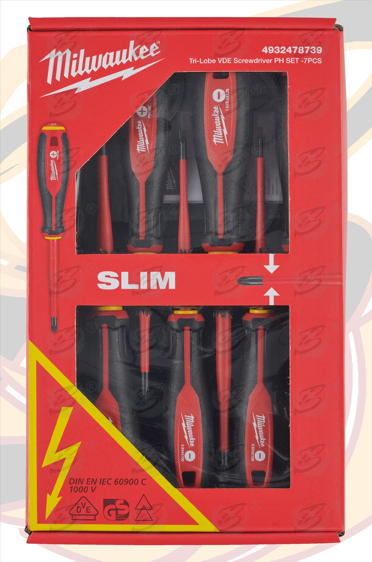 MILWAUKEE 7PCS TRI - LOBE VDE SCREWDRIVER SET ( SLOTTED - PHILLIPS )