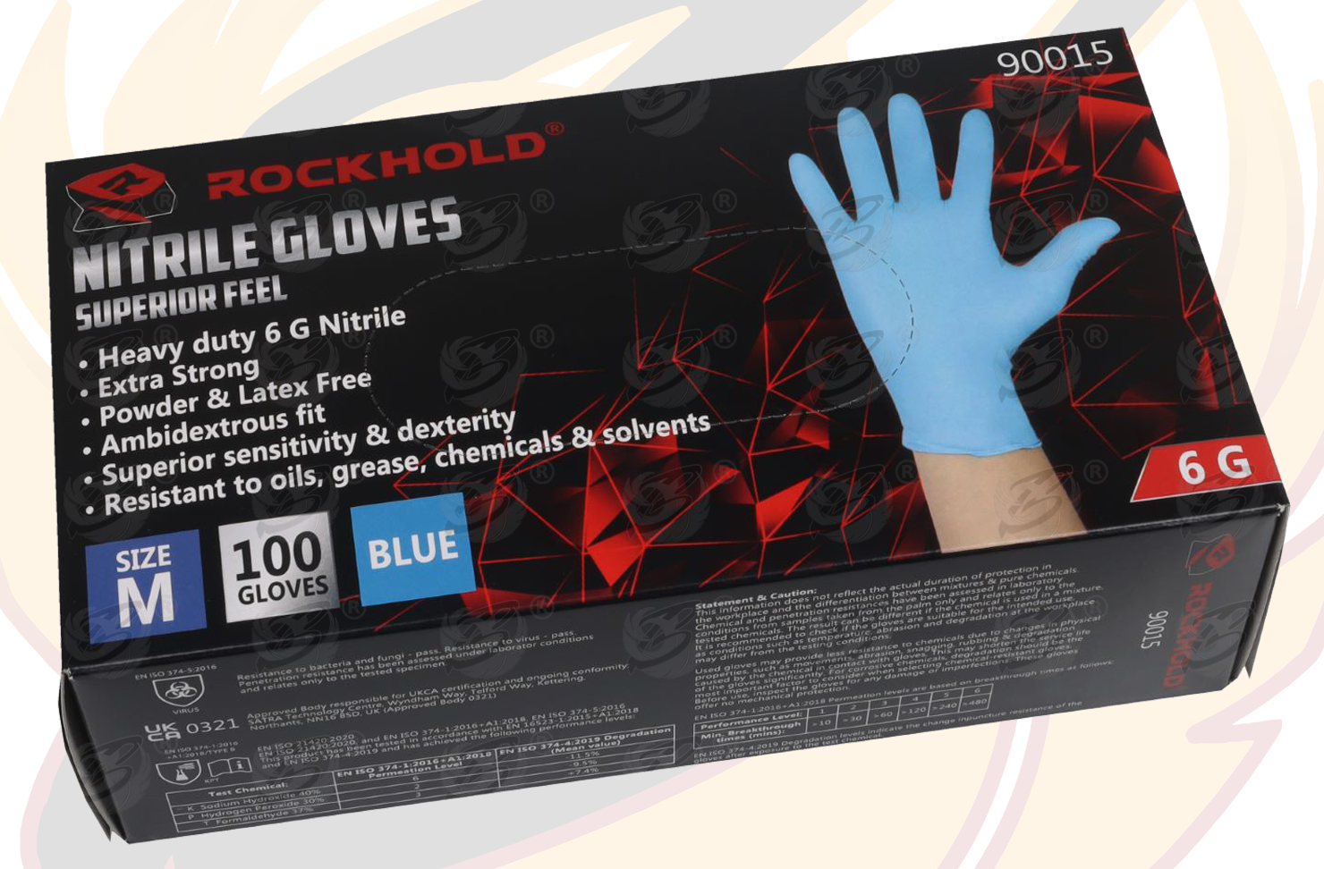 Rockhold Heavy Duty Blue 6 Mil Nitrile Textured Tip Gloves ( Medium - 100 Gloves ) ( 90015 / M ( 1 BOX ) )