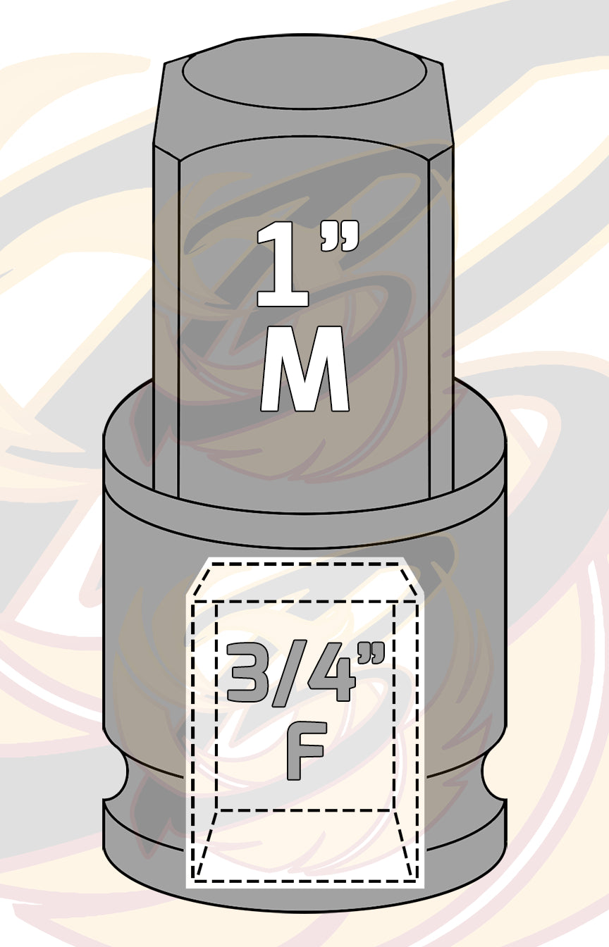 US PRO IMPACT SOCKET ADAPTER 3/4" DRIVE UP TO 1" DRIVE