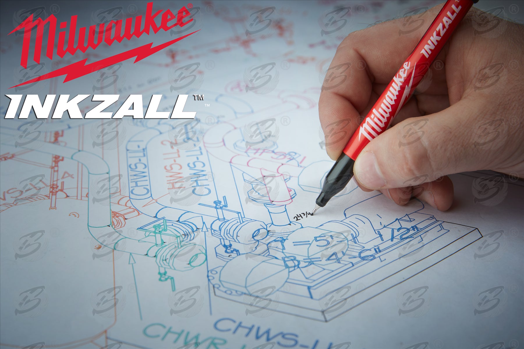 MILWAUKEE INKZALL ULTRA FINE POINT 0.6MM MARKER PENS ( X 4 )