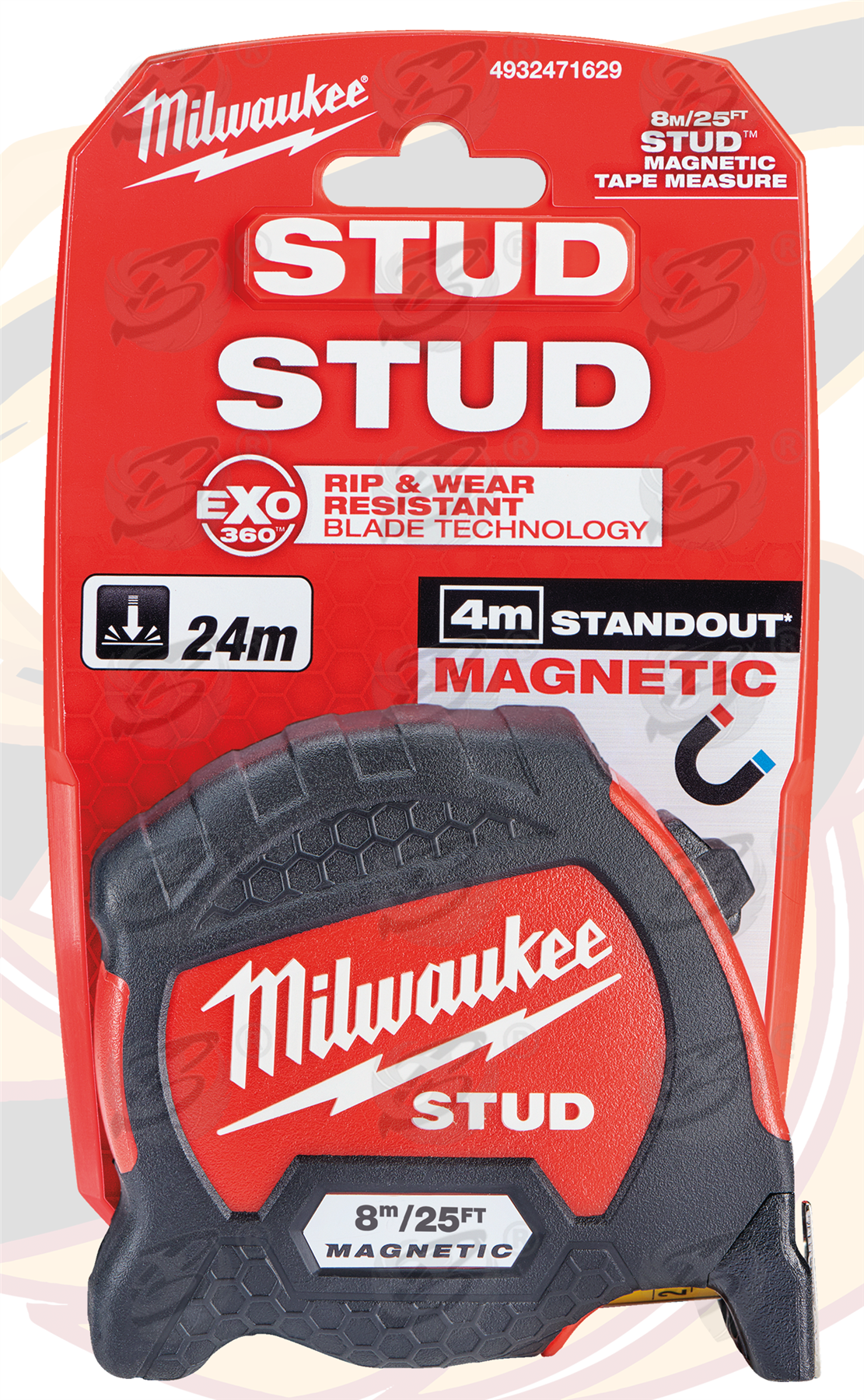 Milwaukee 8M ( 26 Foot ) Magentic Tip Stud Gen2 Nyon Blade Tape Measure ( 4932471629 )