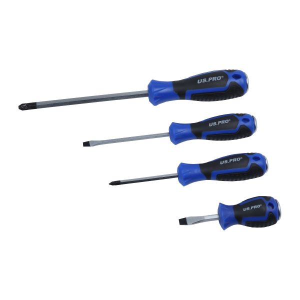 US Pro 8 Piece Magnetic Go Through Screwdriver Set ( Slotted - Pozidrive ) 1619