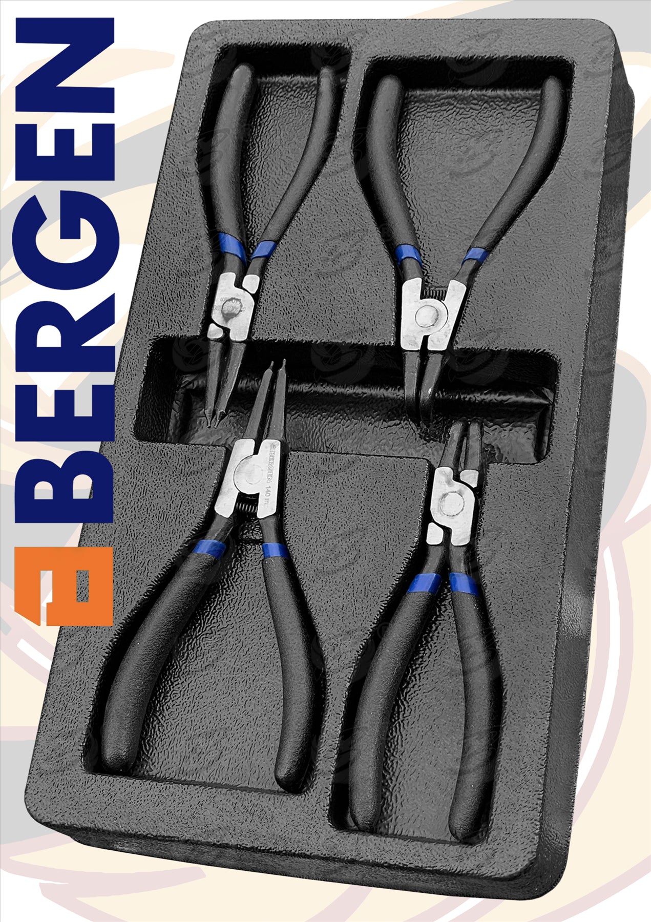 BERGEN 4PCS 7" CIRCLIP PLIER SET