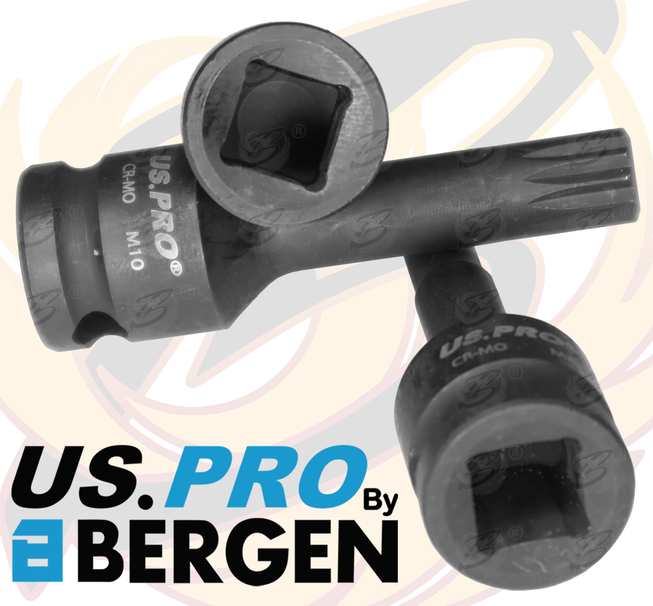 US Pro 7 Piece 3/8" Drive Impact Spline Bit Sockets M5 - M14 3991