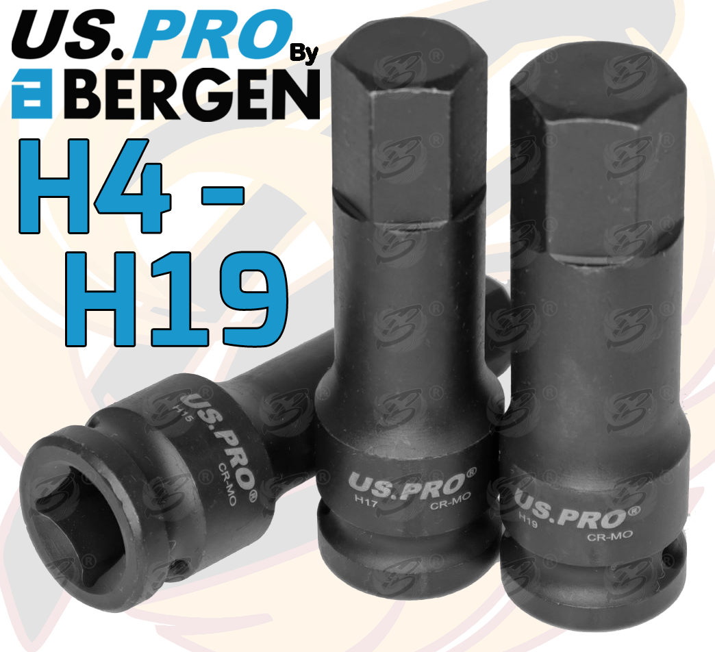 US Pro 16 Piece 1/2" Drive Impact Hex Bit Sockets H4 - H19 ( 3998 )