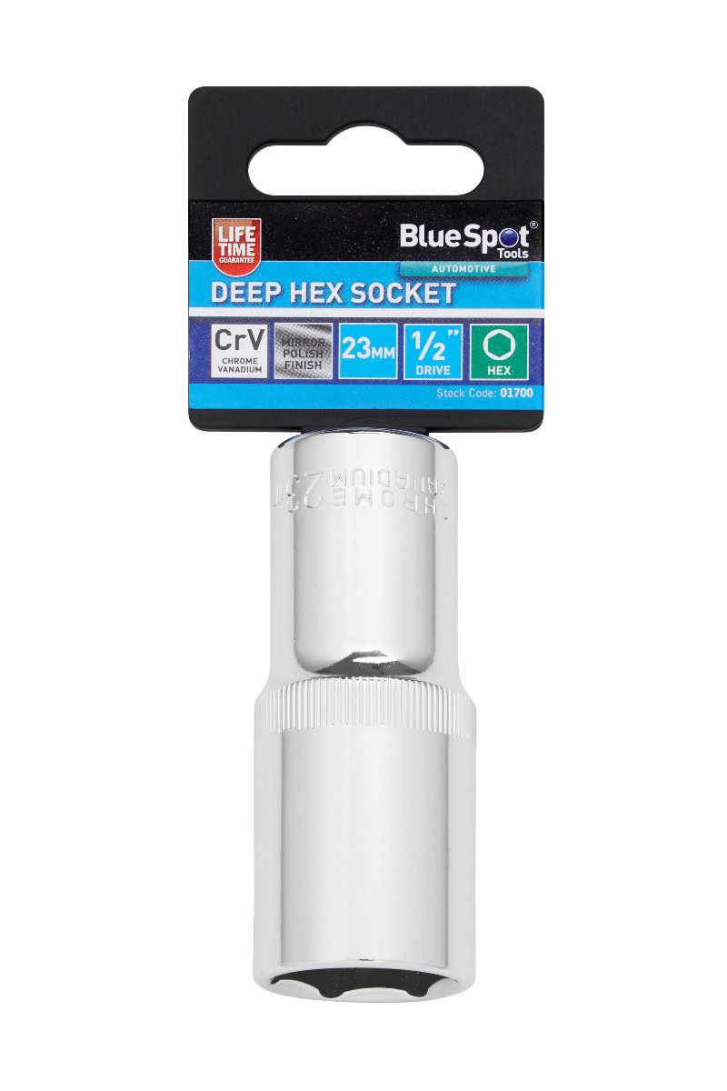 BlueSpot 23mm 1/2" Drive 6 Point Deep Socket ( Single ) With A Manufacturers LifeTime Guarantee 01700