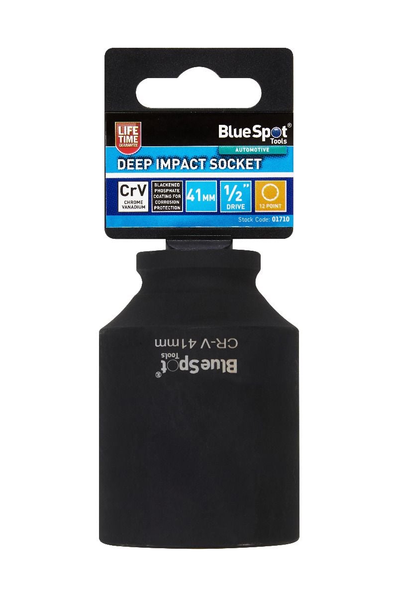 BlueSpot 41mm 1/2" Drive 12 Point Deep Impact Socket With A Manufacturers LifeTime Guarantee 01710