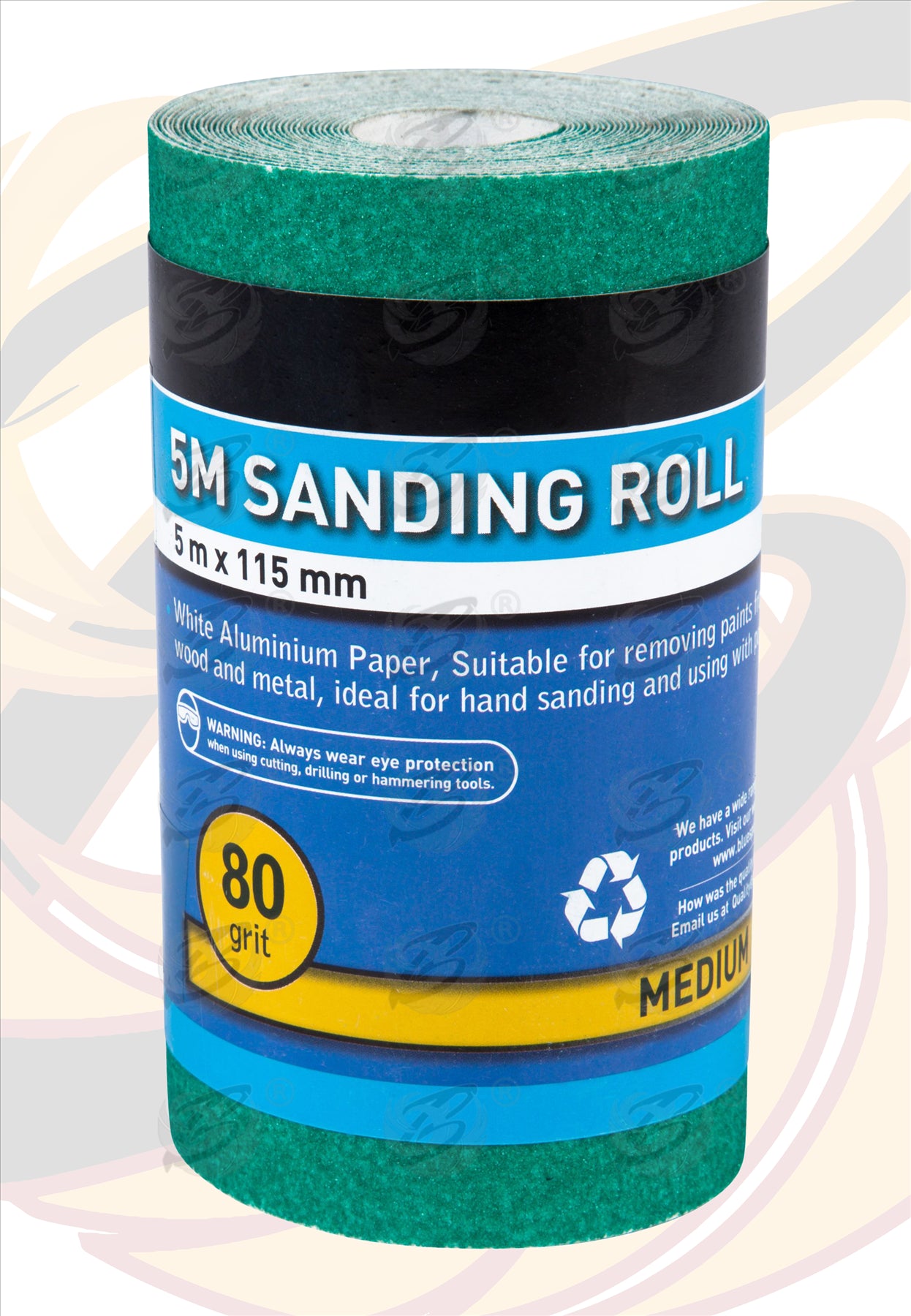 BLUESPOT 80 GRIT SANDING ROLL ( 5M x 115MM ) ( 1 ROLLS )