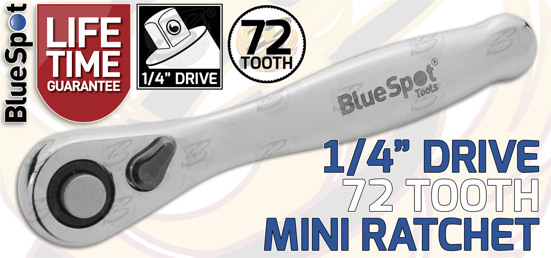 BlueSpot Mini 1/4" Drive 72 Tooth Ratchet Handle ( 02028 )