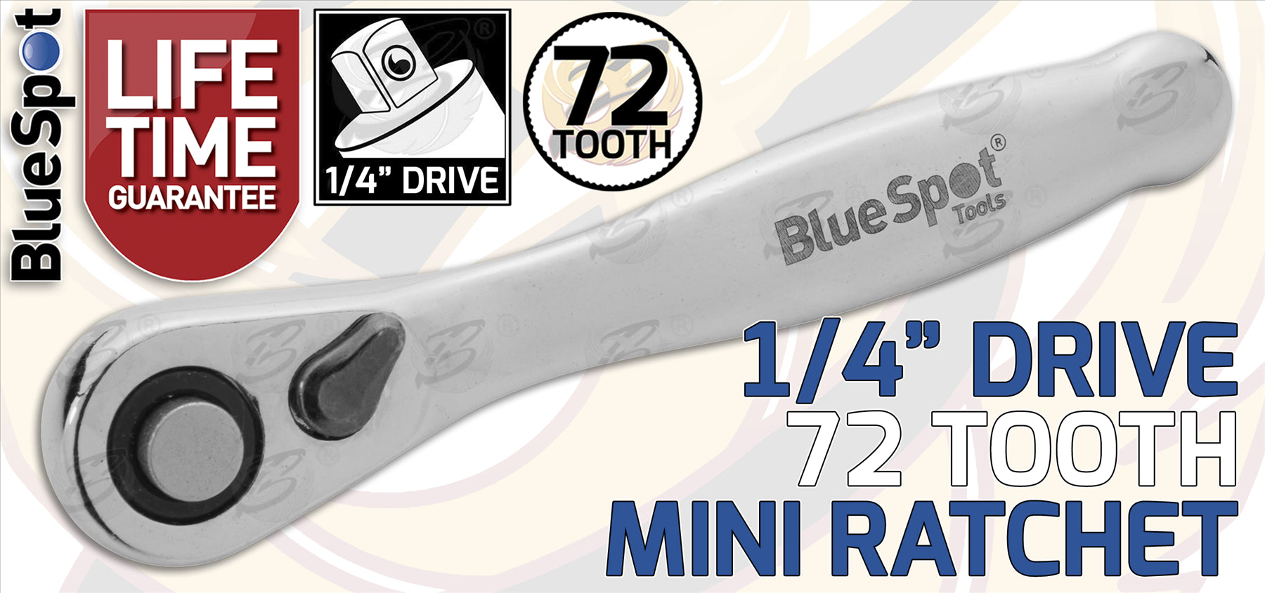 BLUESPOT MINI 1/4" DRIVE 72 TOOTH RATCHET HANDLE