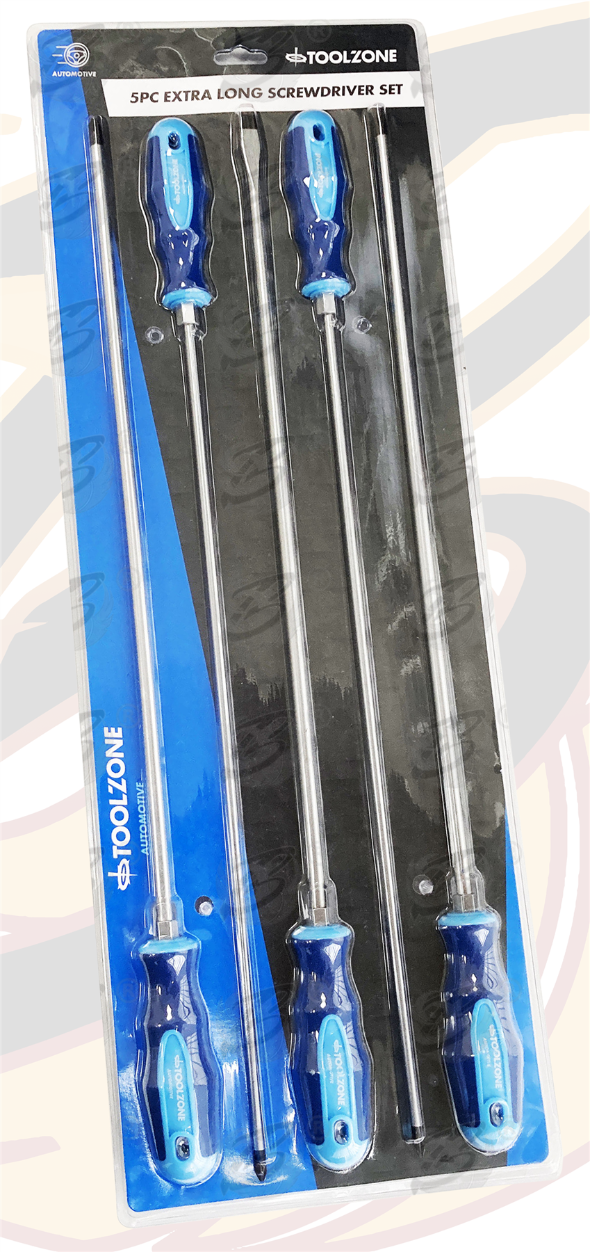 Toolzone 5 Piece Extra Long Magnetic Screwdriver Set ( Slotted - PHillips - Pozidrive ) ( SD074 )
