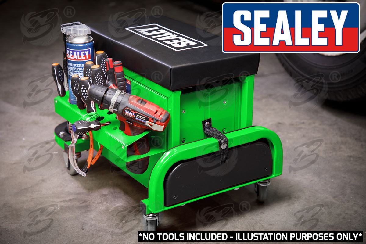 SEALEY MECHANIC STOOL / UTILTIY BOX ( GREEN )