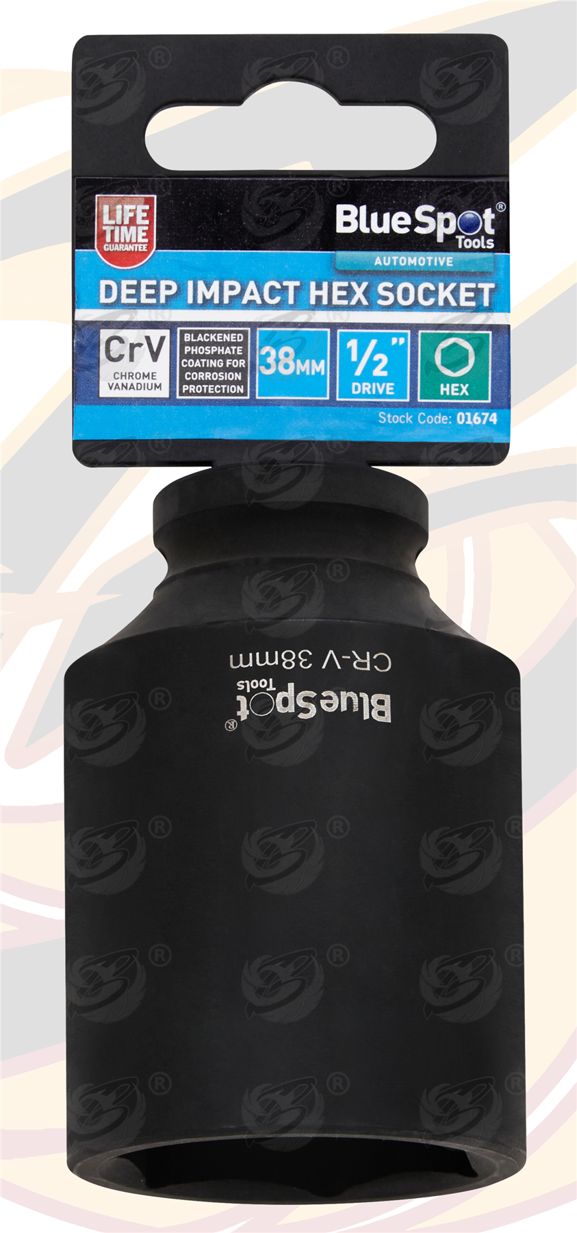 BlueSpot 38mm 1/2" Drive 6 Point Deep Impact Socket ( Single ) ( 01674 )