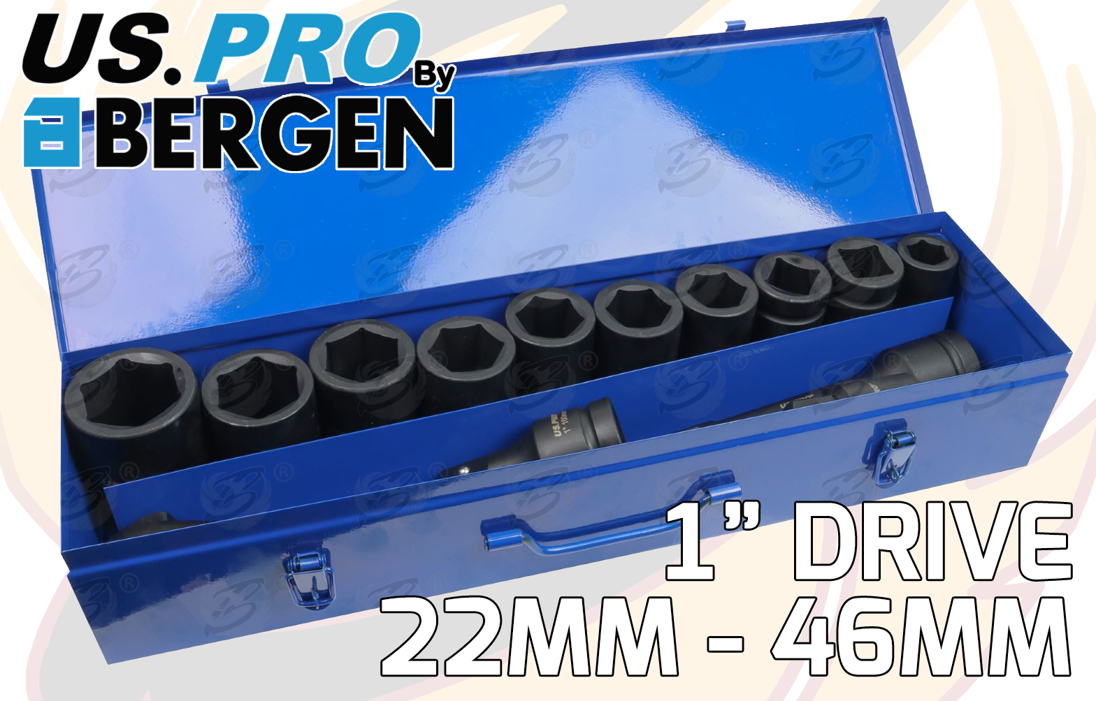 US Pro 15 Piece 1" Drive 6 Point Impact Socket Set 22mm - 46mm ( 7545 )