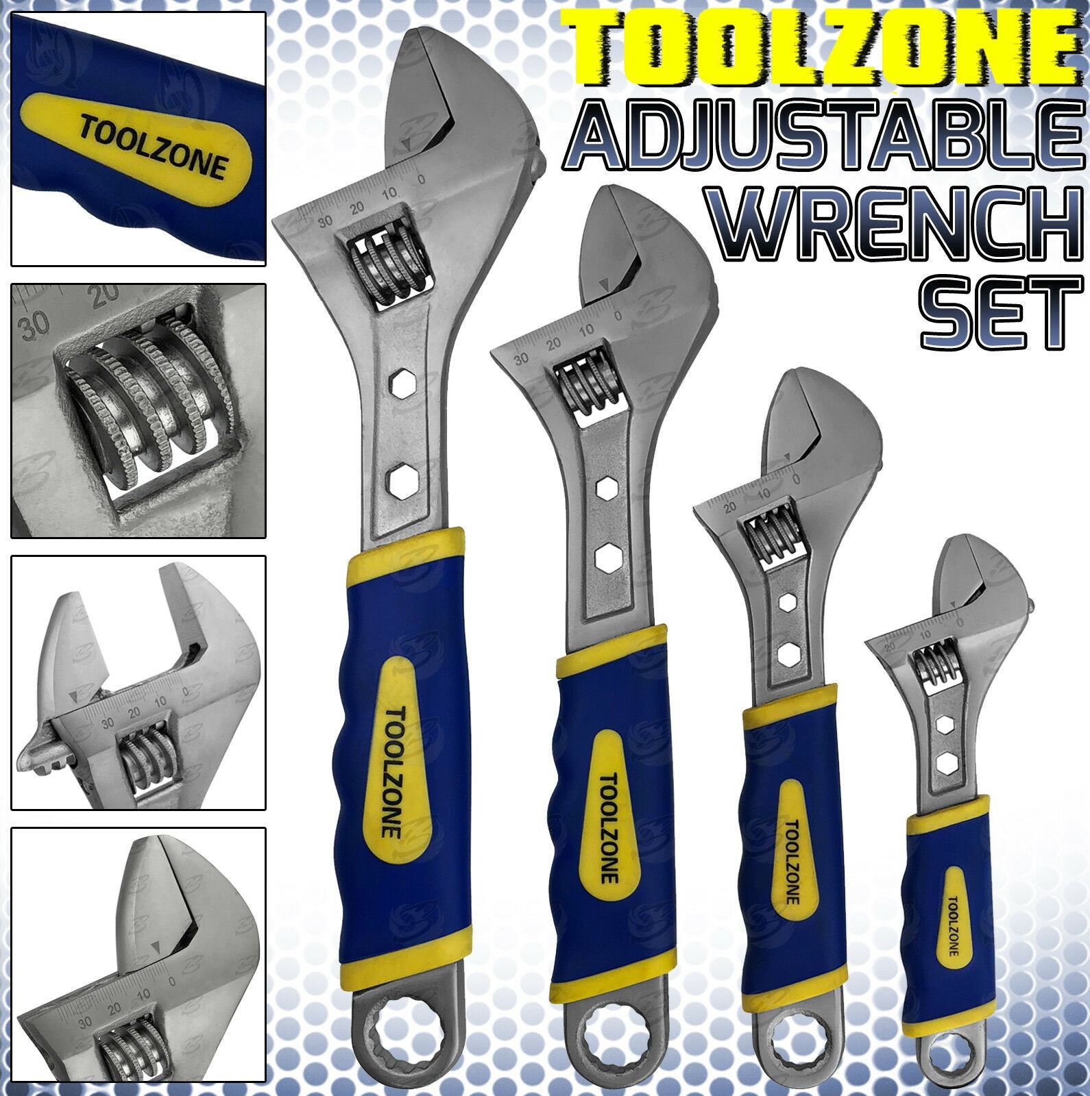 TOOLZONE 4PCS ADJUSTABLE WRENCH SET