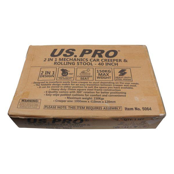 Us Pro 2 in 1 Mechanics Car Creeper and Rolling Stool - 40 Inch 5064