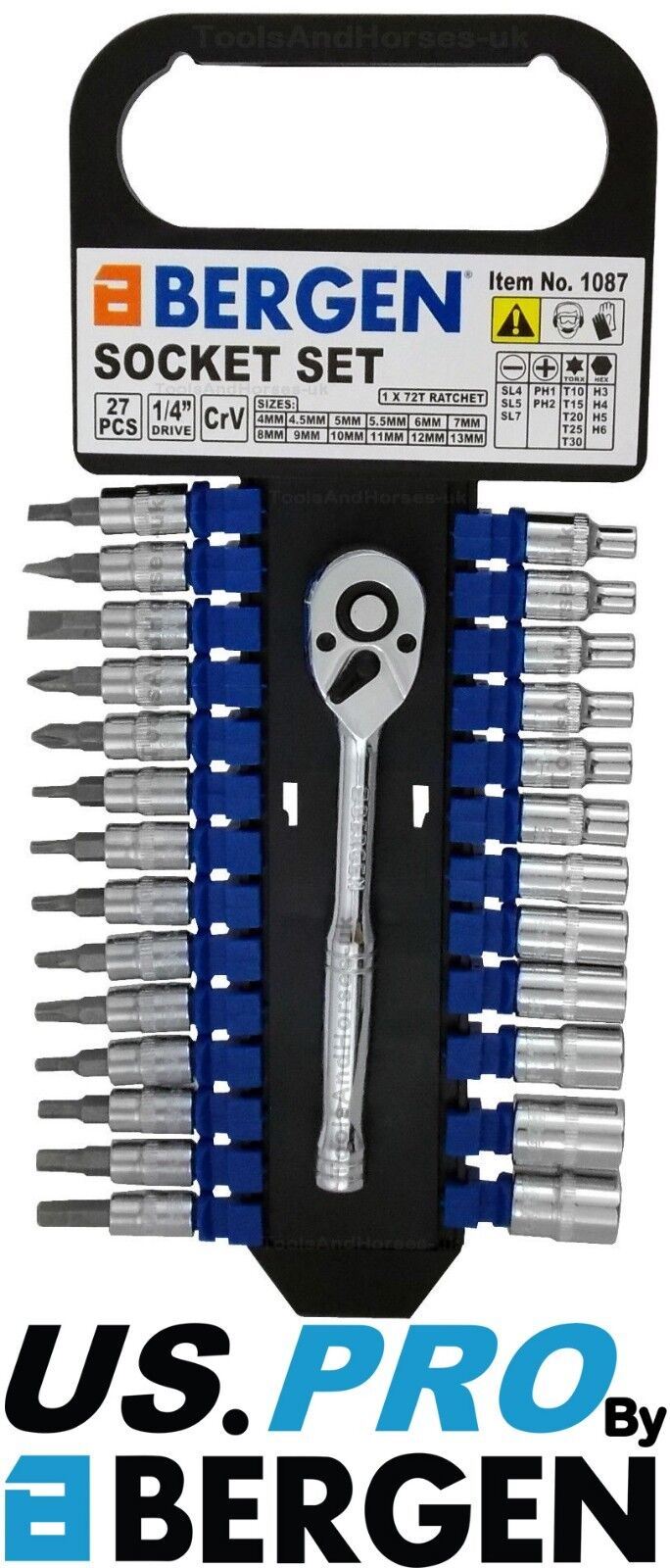 US Pro 27 Piece 1/4" Drive 6 Point Socket Set 4mm - 13mm ( 3249 )