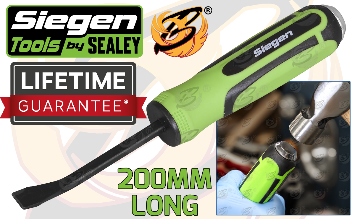 Siegen Angled Pry Bar Set With Hammer Cap Heavy-Duty 4 Piece S01138