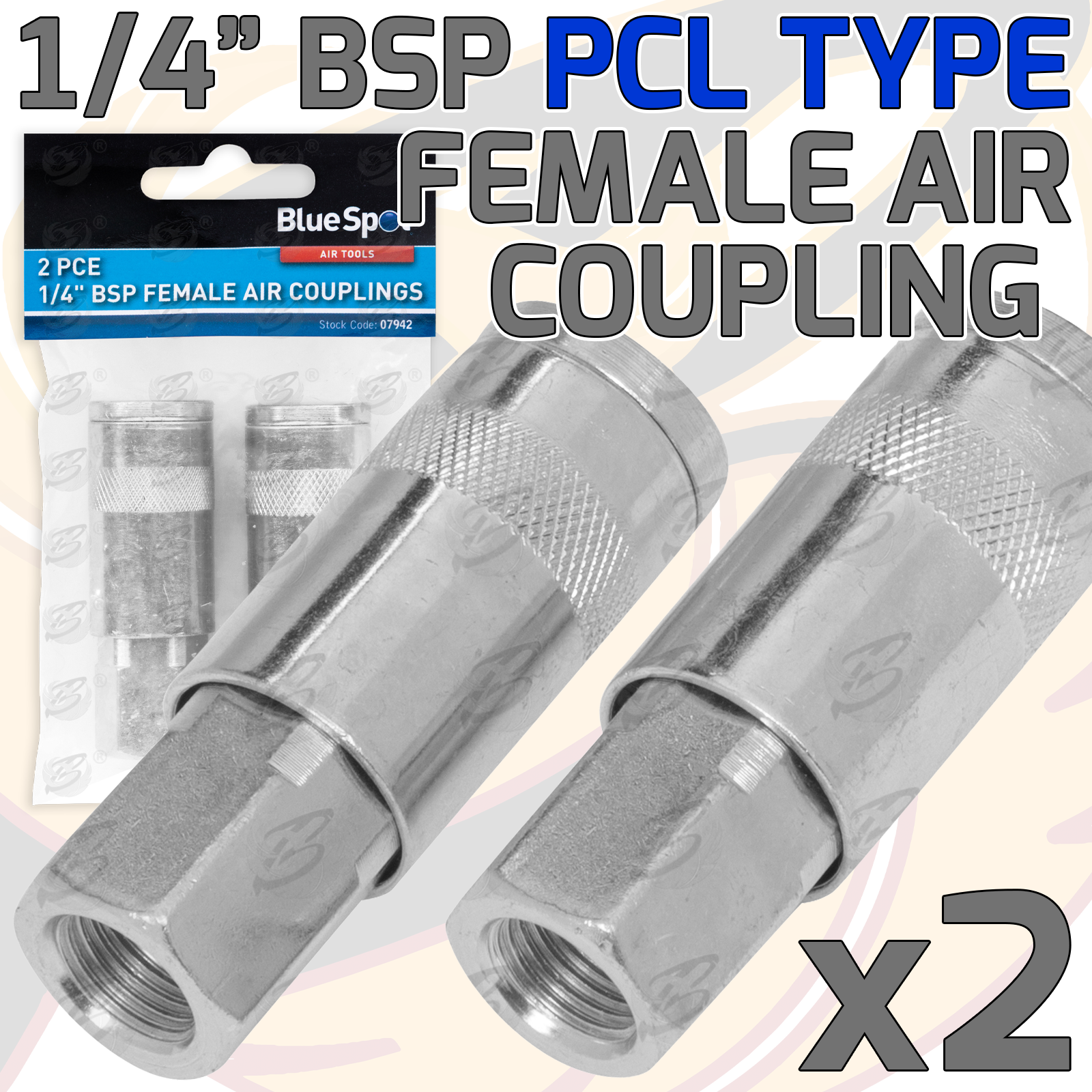 BlueSpot 2 Piece 1/4" Bsp Female ( Piecel Type ) Air Couplings ( 07942 )