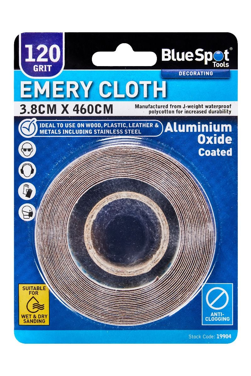 BlueSpot 3.8cm x 460cm Emery Cloth 120 Grit 19904