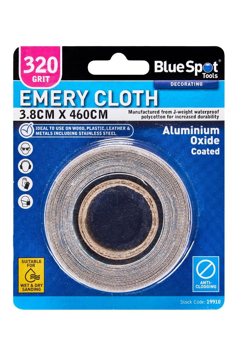 BlueSpot 3.8cm x 460cm Emery Cloth 320 Grit 19910