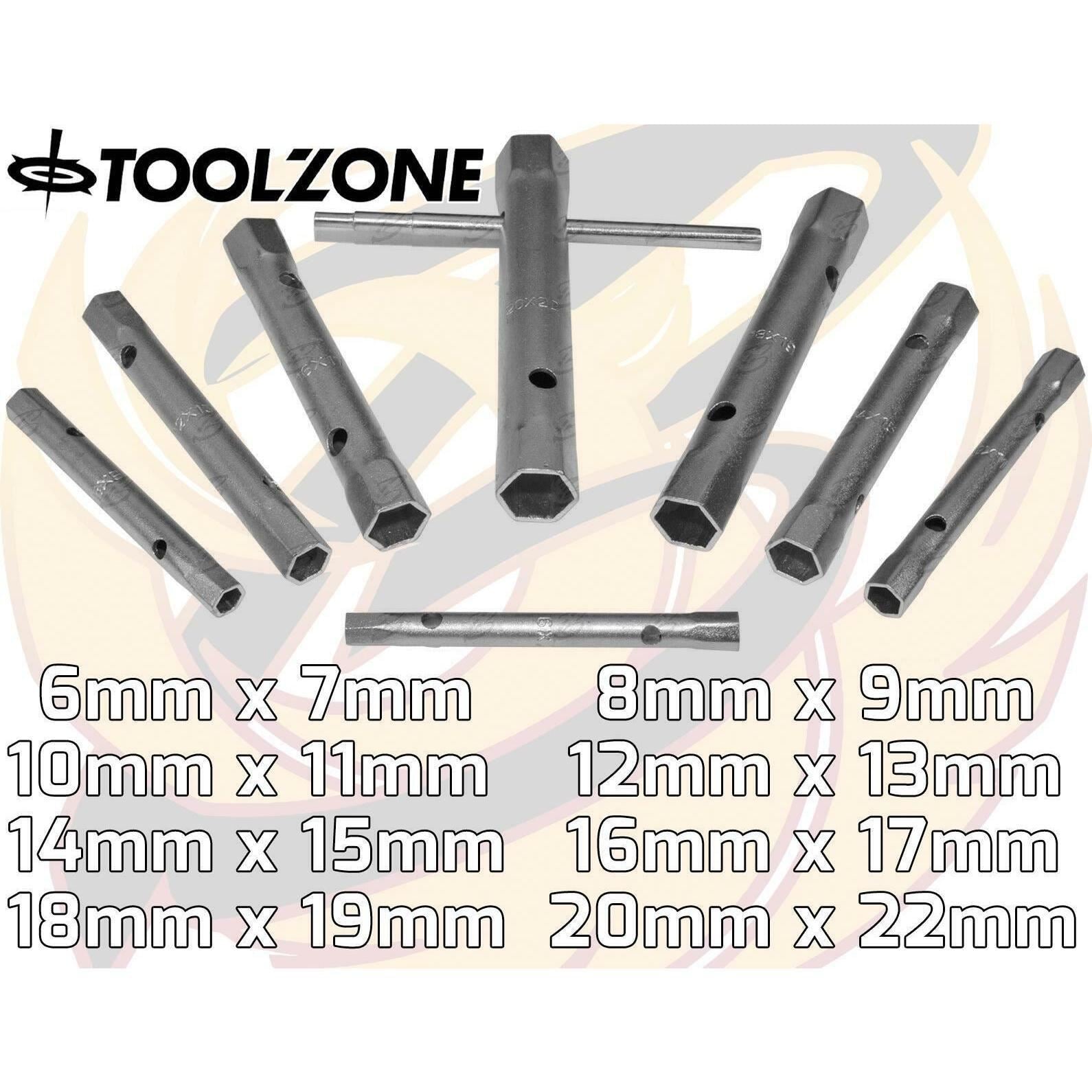 TOOLZONE 8PCS TUBULAR BOX SPANNERS 6MM - 22MM