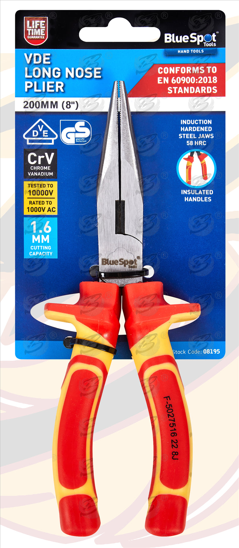 BLUESPOT VDE LONG NOSE PLIERS