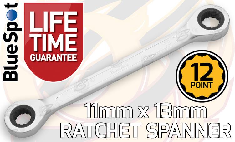 BLUESPOT 11MM x 13MM 72 TOOTH DOUBLE ENDED RATCHET SPANNER