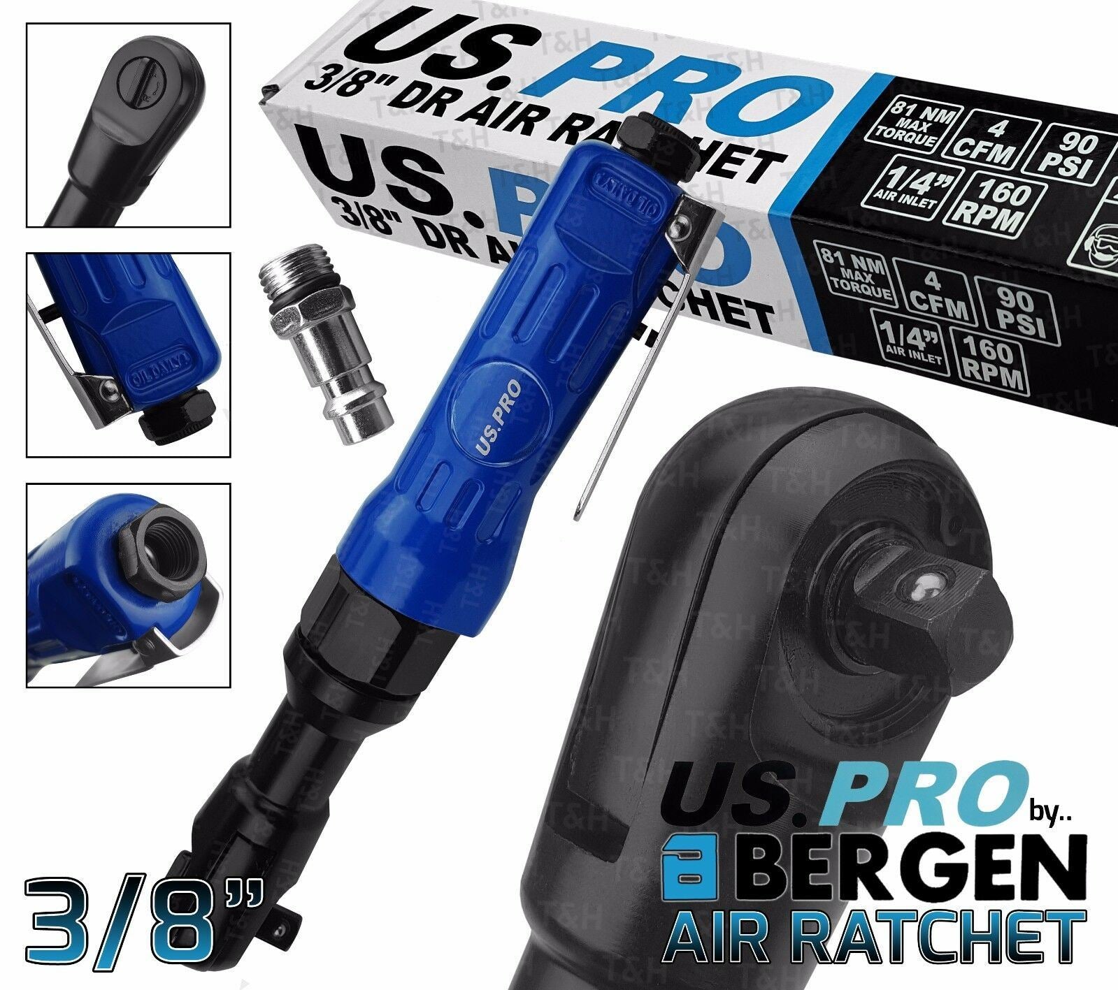 US PRO 3/8" DRIVE AIR IMPACT RATCHET WRENCH