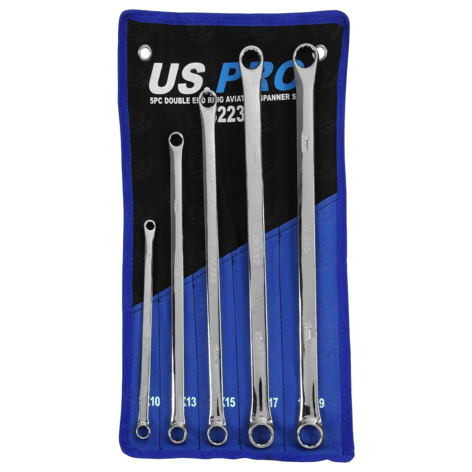 US PRO 5PCS EXTRA LONG AVIATION SPANNERS 8MM - 19MM