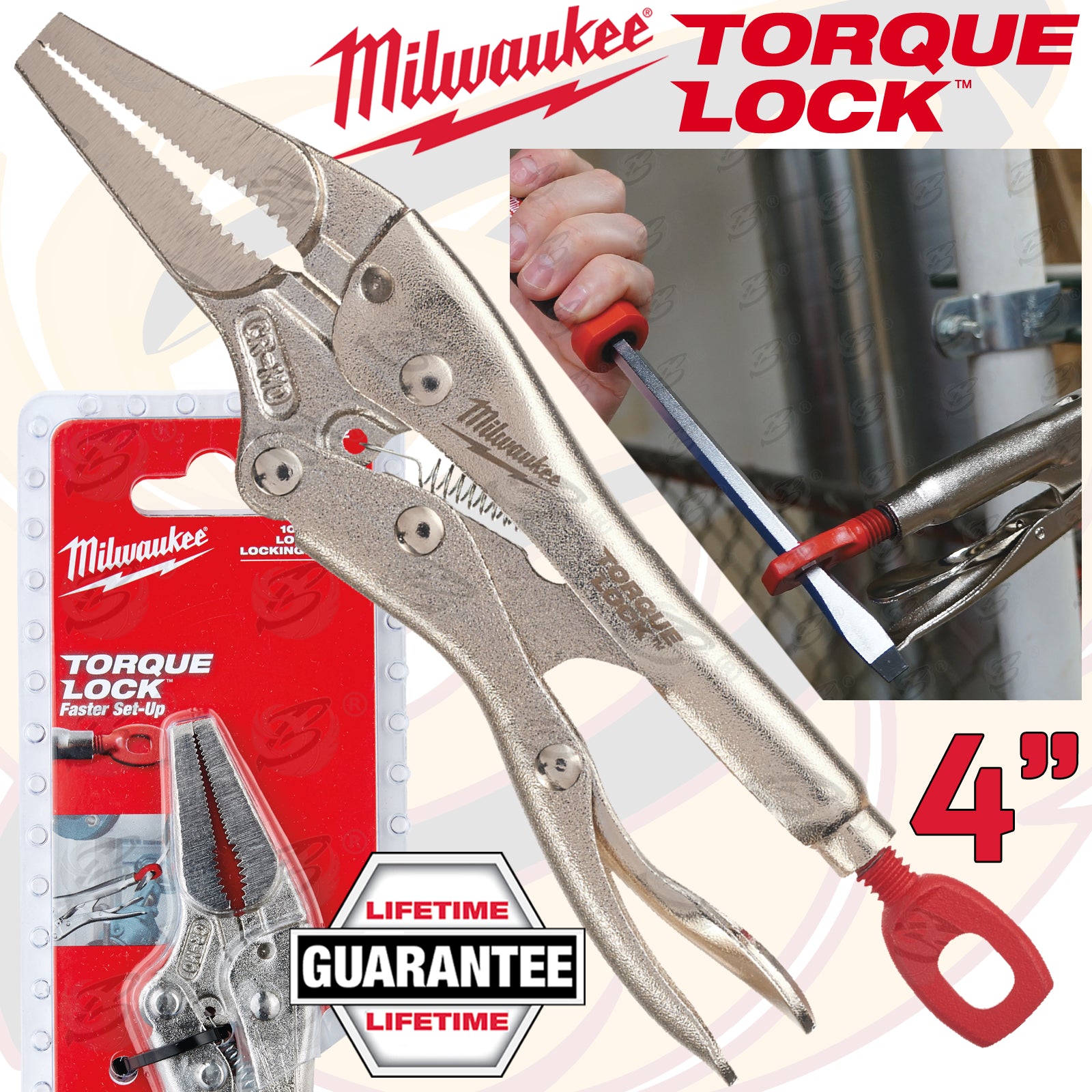 MILWAUKEE 4" LONG NOSE TORQUE LOCK LOCKING PLIERS