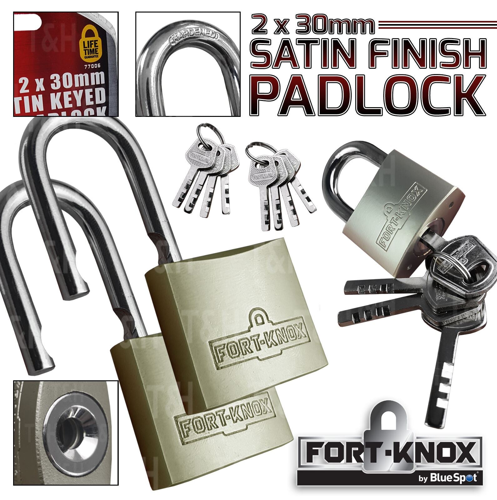 BLUESPOT 2 x 30MM SATIN FINISH PADLOCKS