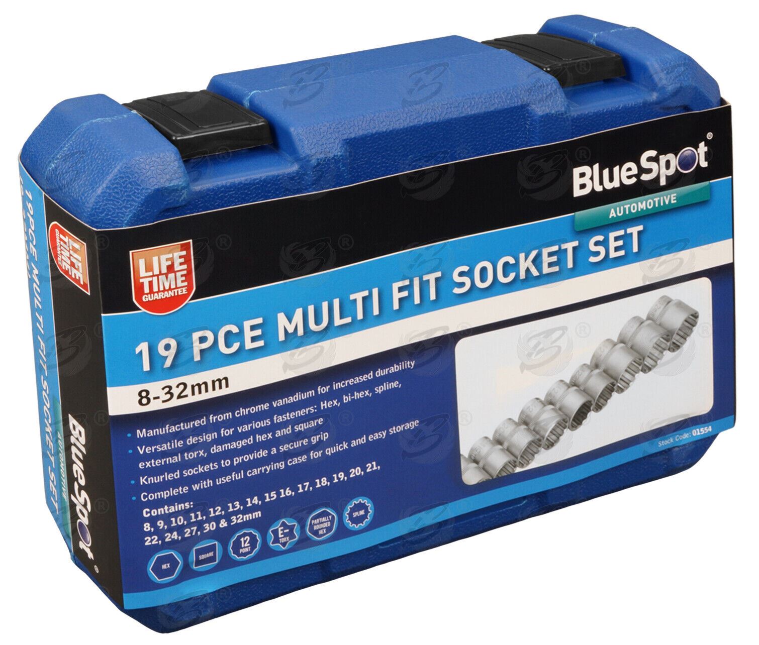 BlueSpot 19 Piece 1/2" Drive Gear Lock Sockets 8mm - 32mm 01554