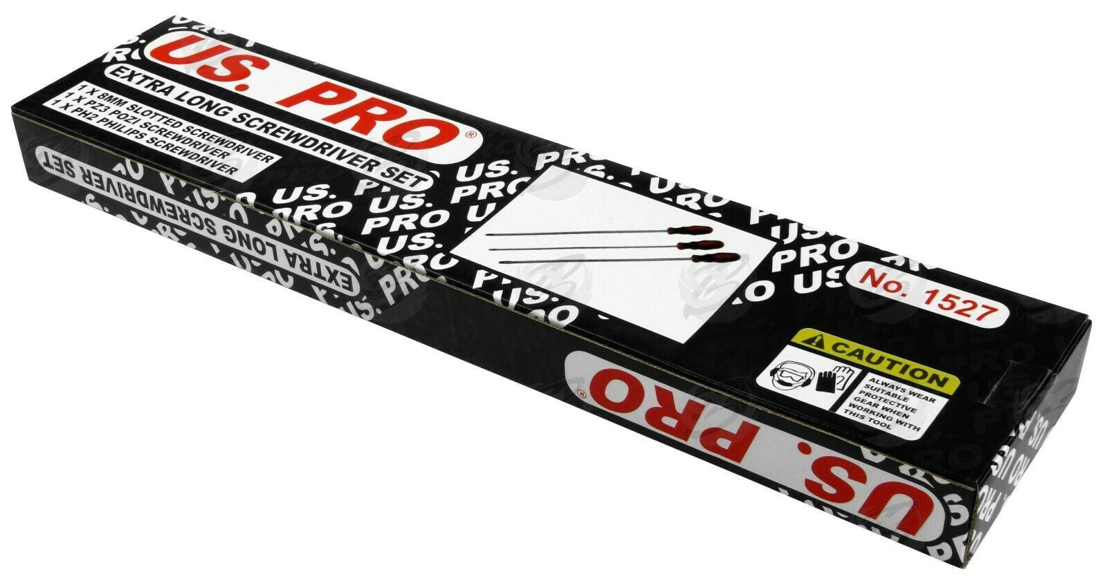 US PRO 3PCS EXTRA LONG MAGNETIC SCREWDRIVERS ( SLOTTED - PHILLIPS - POZIDRIVE )