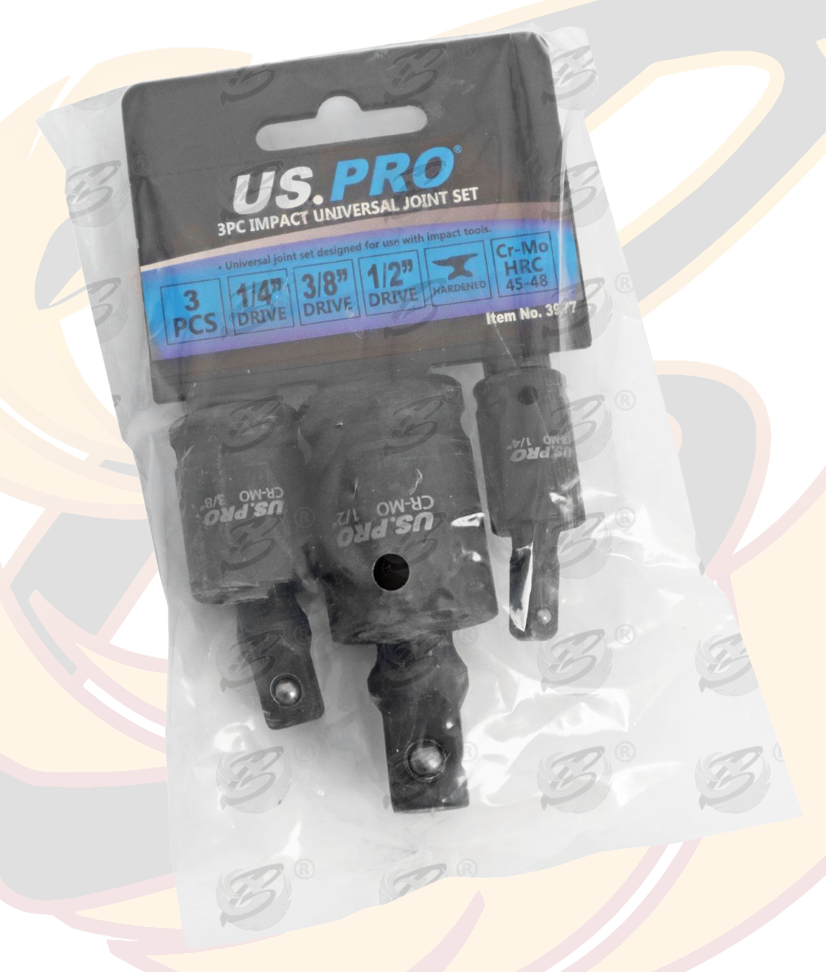 US Pro 3 Piece 1/4" - 3/8" - 1/2" Drive Impact Universal Joint Wobble Set ( 3977 )