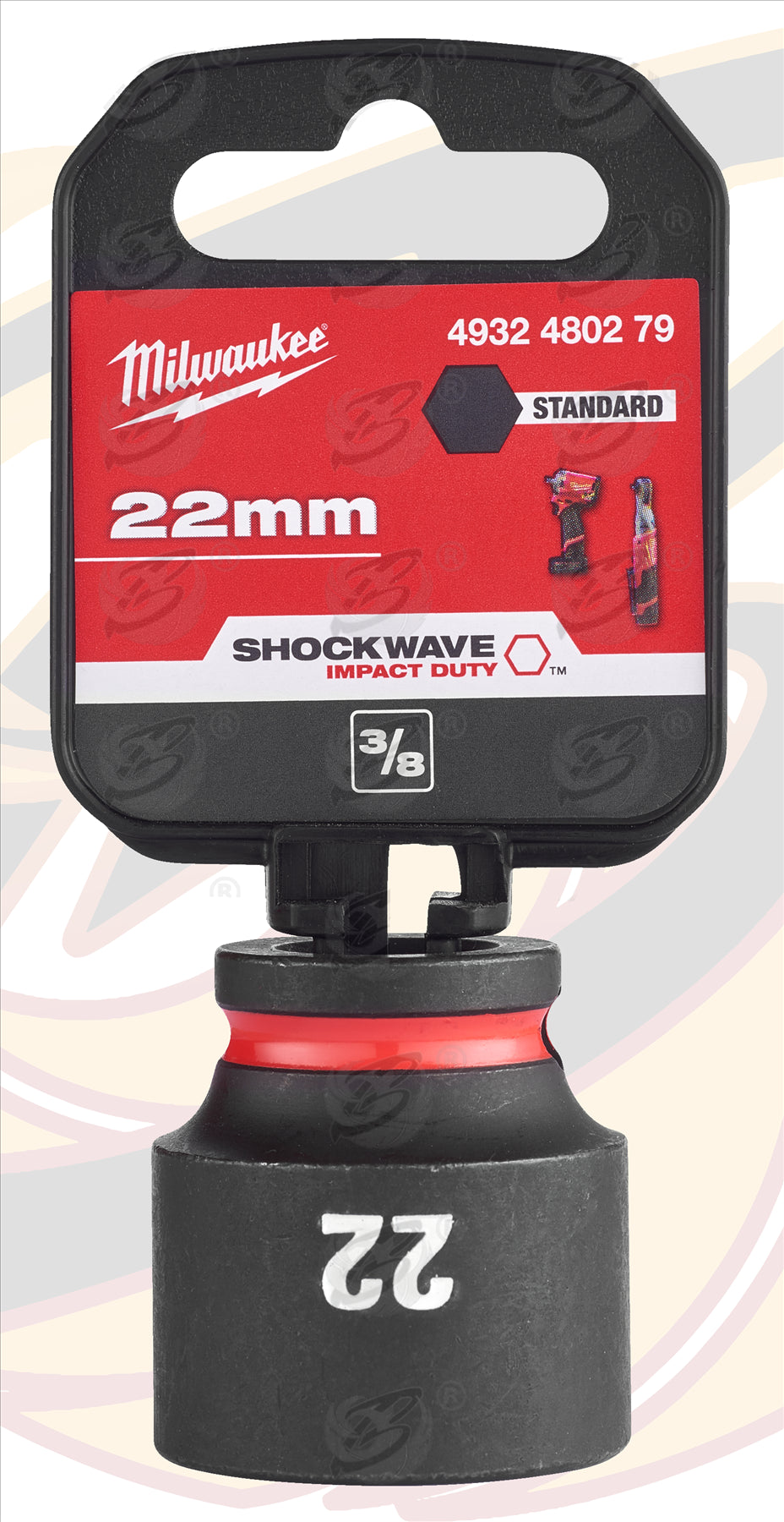 MILWAUKEE 22MM 3/8" DRIVE 6 POINT SHALLOW IMPACT SOCKET ( SINGLE )