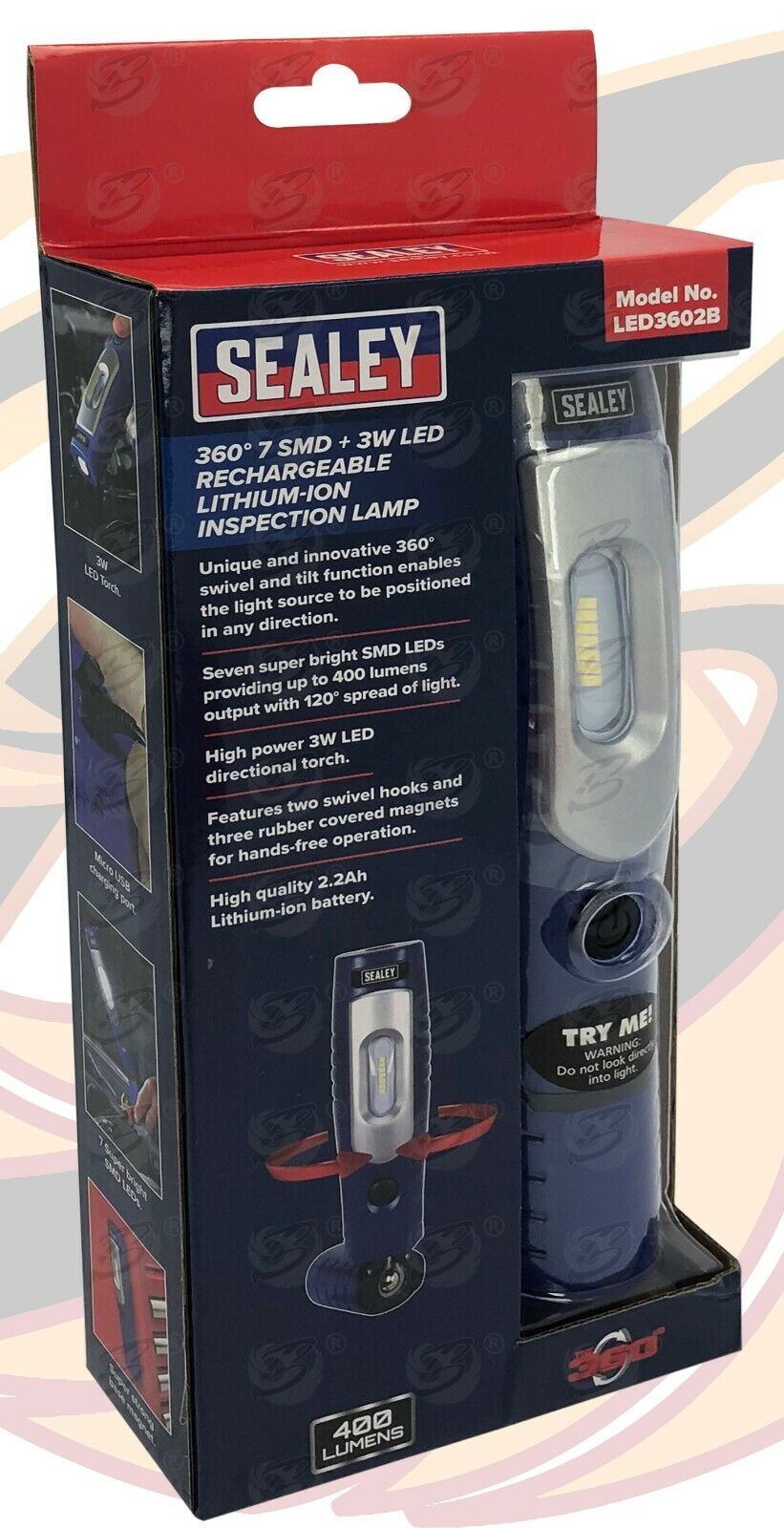 Sealey Rechargeable Smd Led Li - Ion Work Light ( Blue ) LED3602B