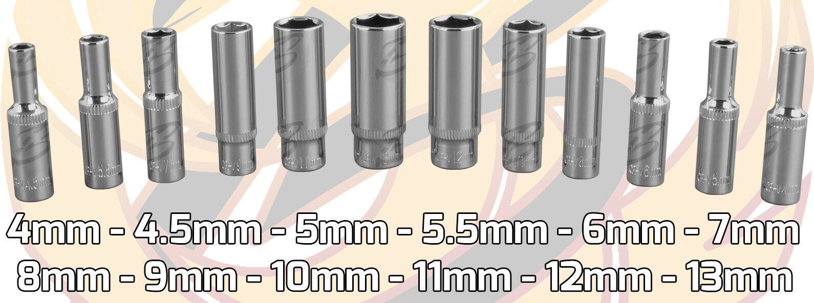 BERGEN 42PC 1/4" DRIVE METRIC & AF SOCKET SET