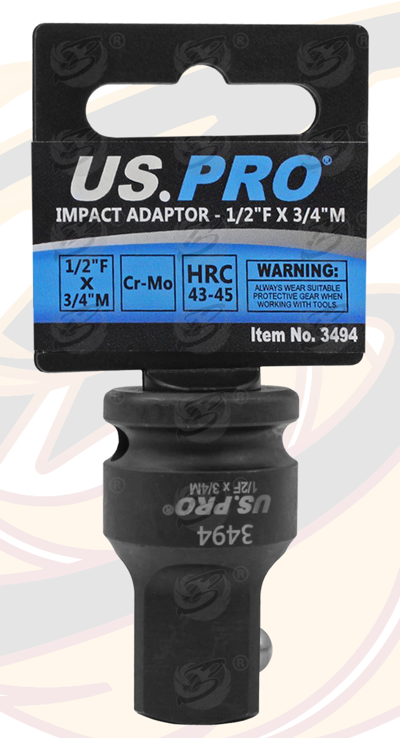 US Pro Impact Socket Adaptors 1/2" Drive Up To 3/4" Drive 3494