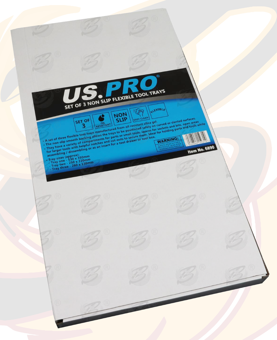 US Pro 3 Piece Non Slip Flexible Tool Trays 6890